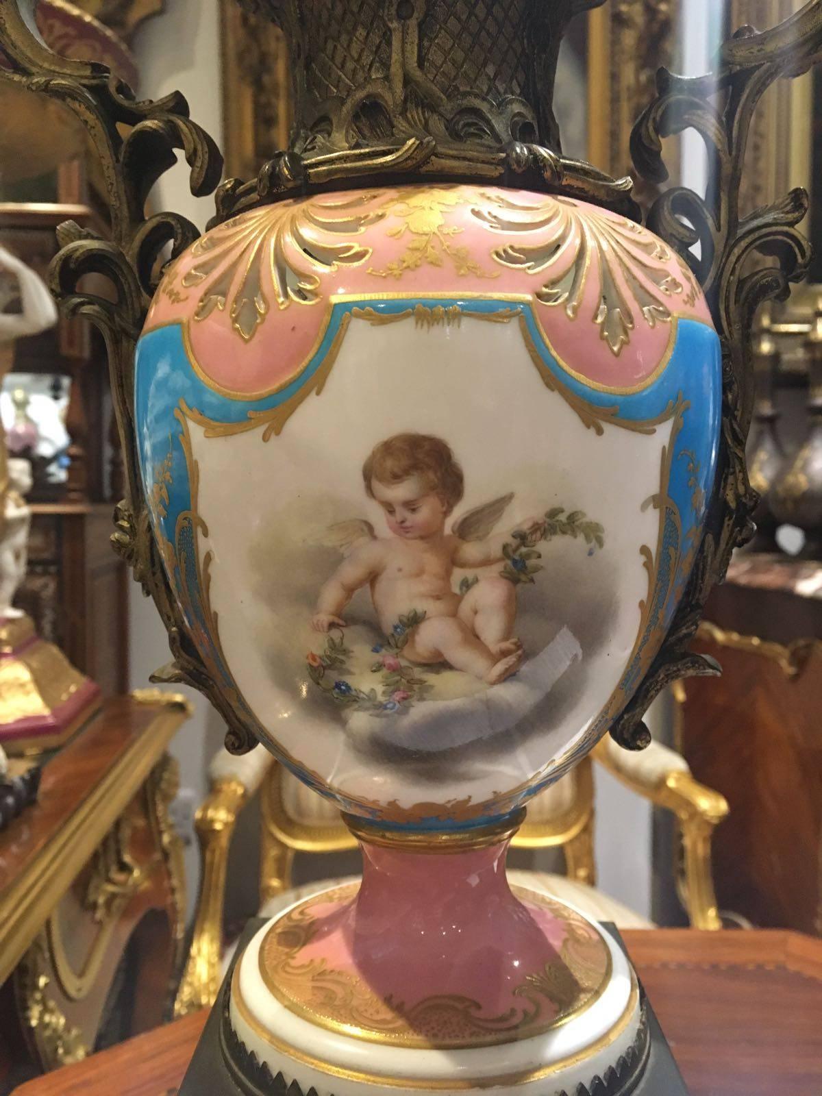 Ceramic 19th Century Sèvres 'Pompadour' Vases For Sale