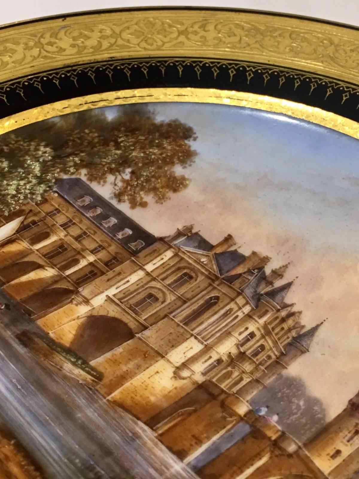 Other Set of Six Sèvres Porcelain Cabinet Plates with Varying French Castle Scenes For Sale