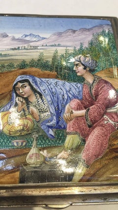 A 20th Century Romantic Pastoral Scene on the front of Pure Silver Box.