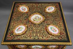 19th Century French Boulle-Style Table Inset with Painted Porcelain Medallions