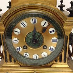 French Bronze Clock Garniture with Urn and Lion Motif by Japy Freres