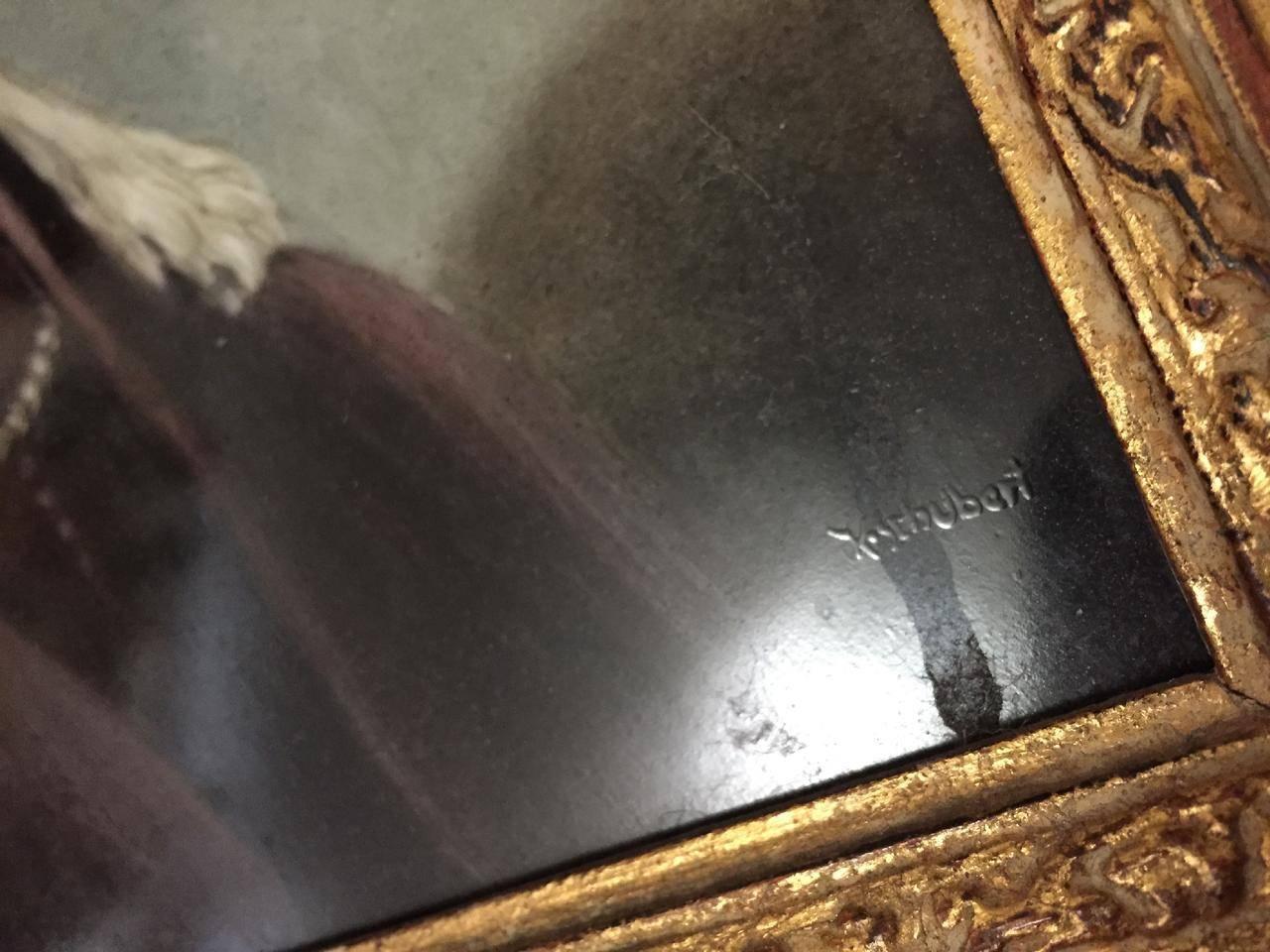 Hand-Crafted Plaque with Painting After Rembrandt 'a Portrait of a Man in Oriental Garment' For Sale