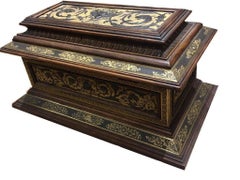 Unique 19th Century Bronze and Wood Damascened Casket
