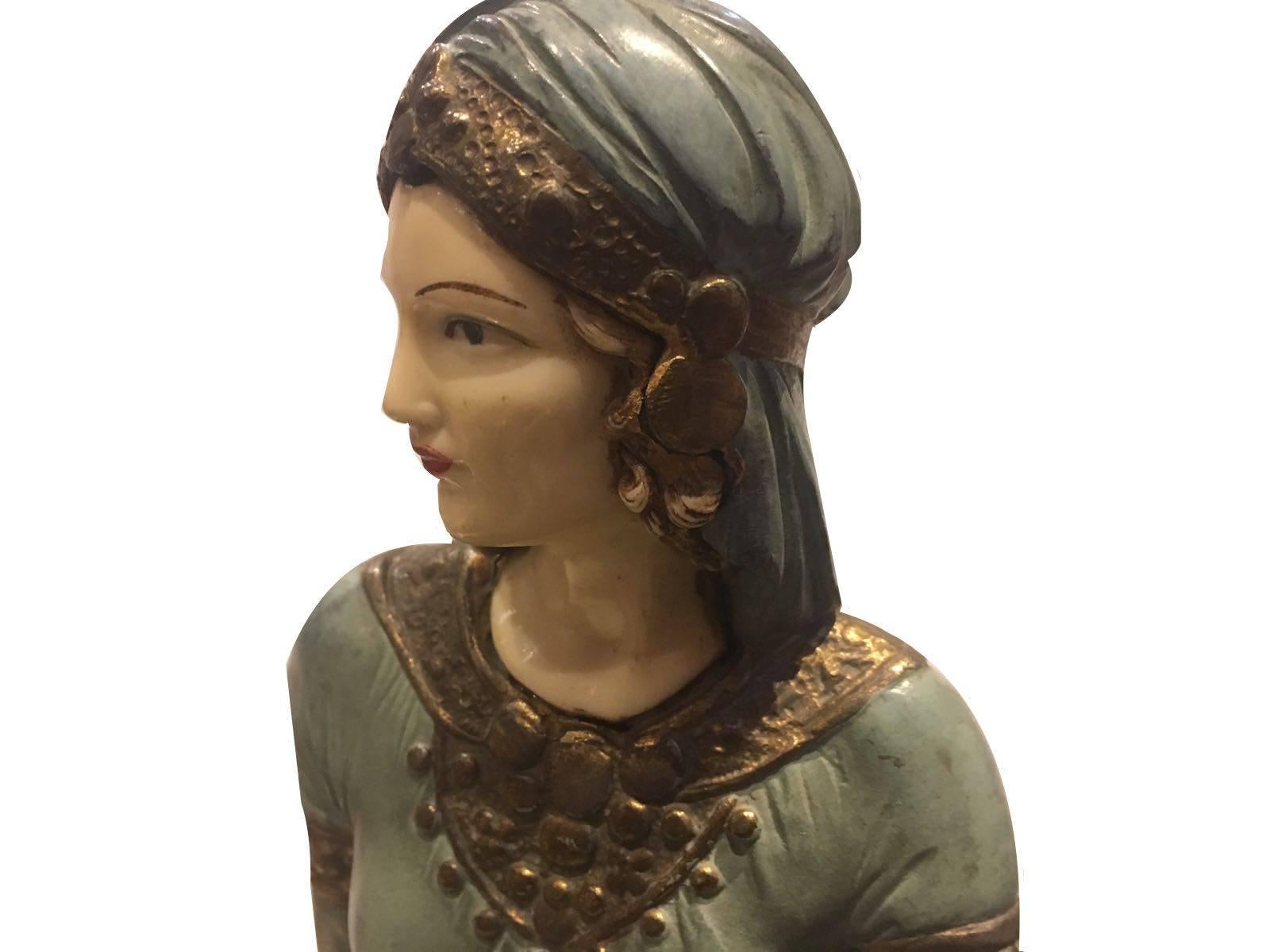French Early 20th Century, Art Nouveau Bronze Sculpture on Marble For Sale