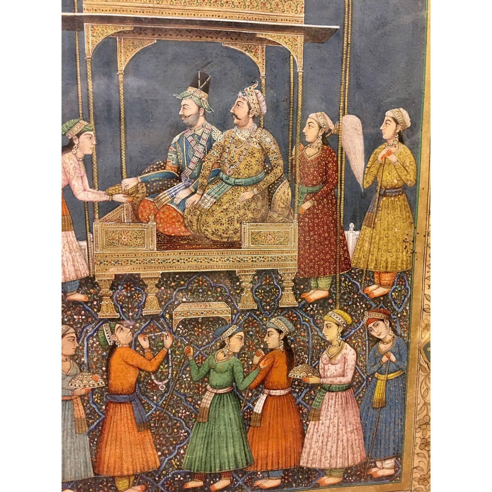Indian Late 19th Century, Muhammad Shah Enthroned with the Persian Nadir Shah, Delhi For Sale