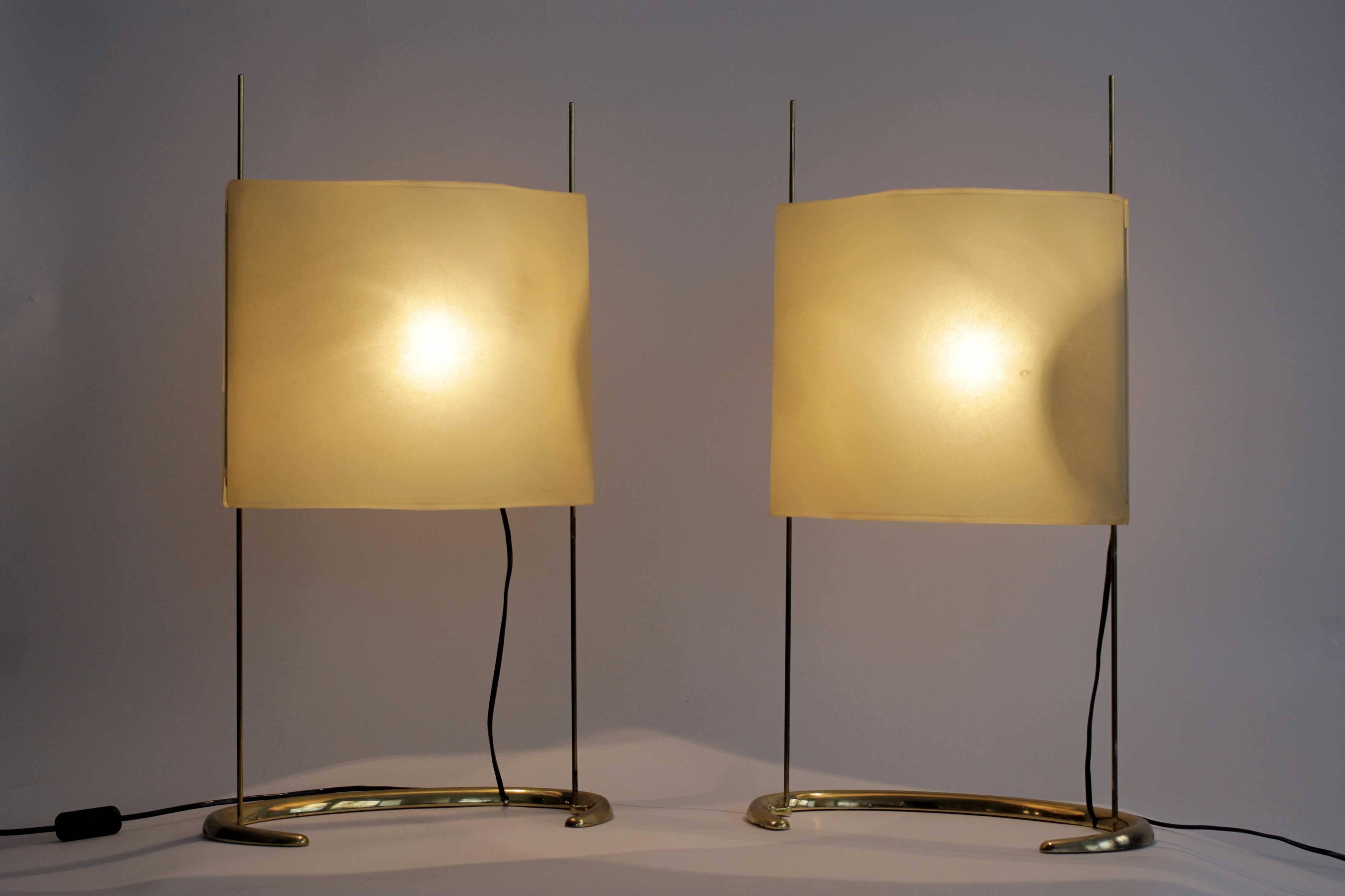 Pair of important table lamps designed by Paolo Rizzato and produced by Arteluce in Italy. Signed under the base.