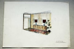 Vintage Interior Designer Sketch, "Pasillo Recibidor"