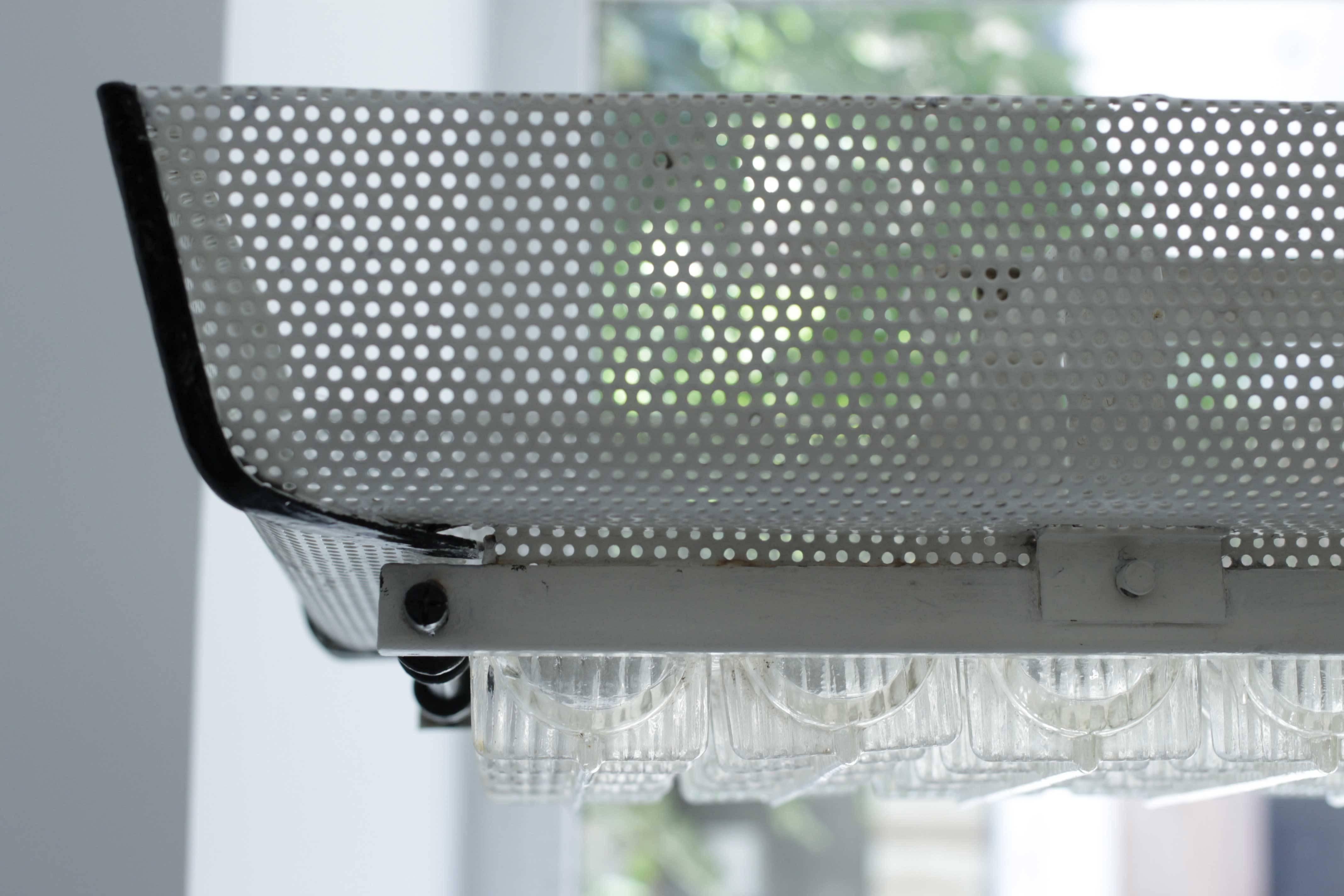 Mid-Century Modern Vintage French Metal Perforated Ceiling Lamp For Sale