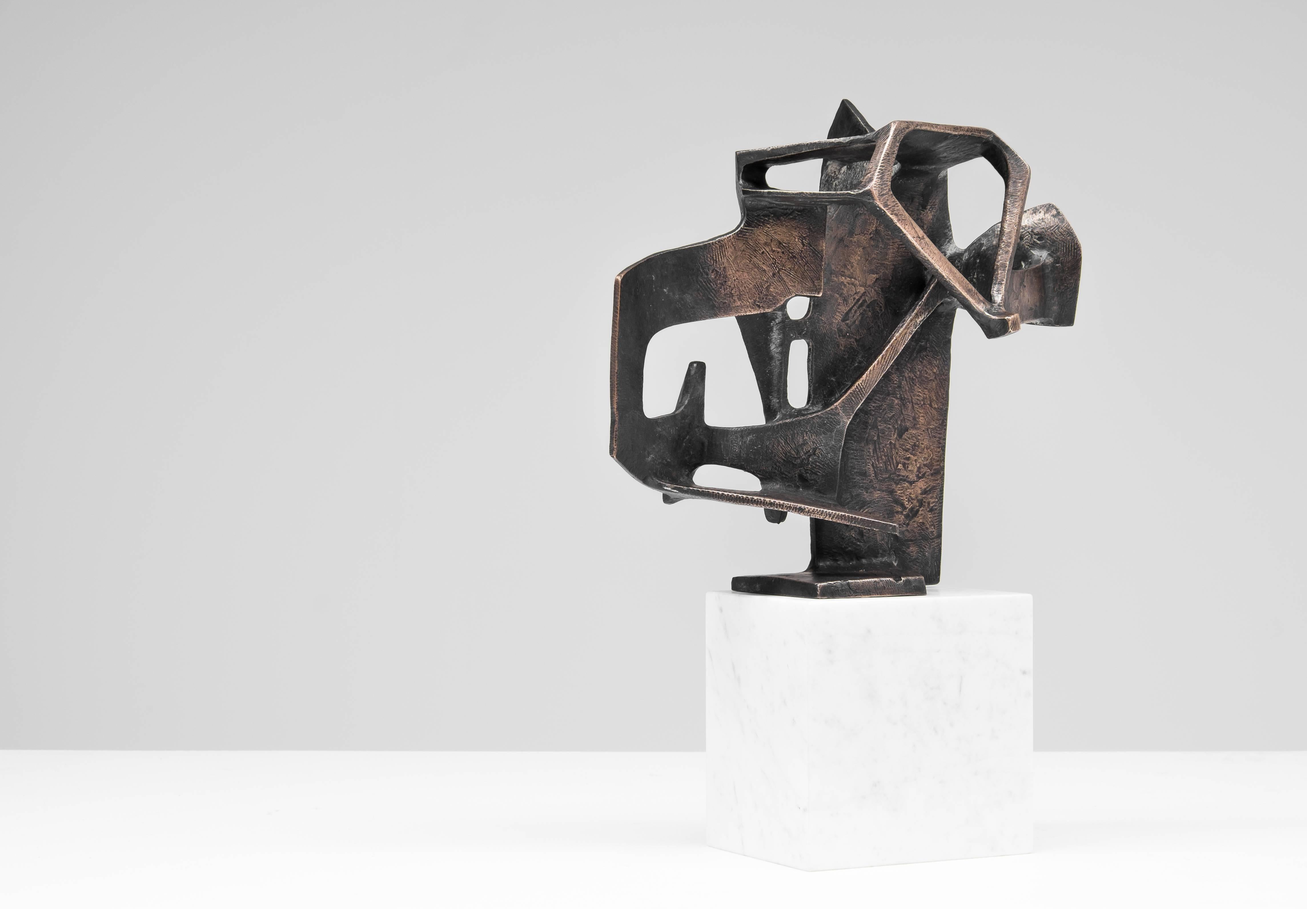 Bronze Abstract Sculpture by Belgian Artist Fernand Vanderplancke For Sale 1