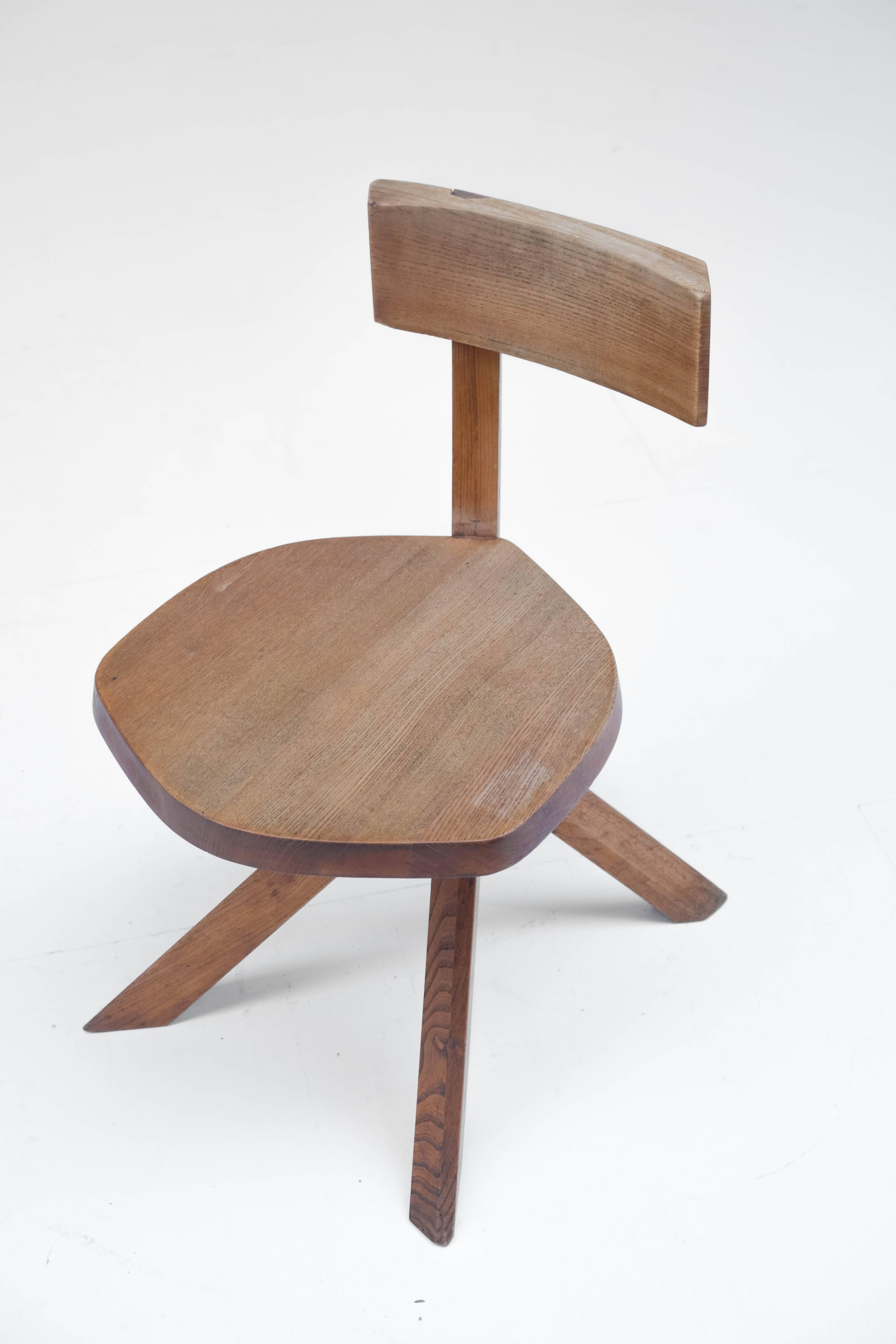 S34 Chair in Elm by Pierre Chapo, 1970s 4