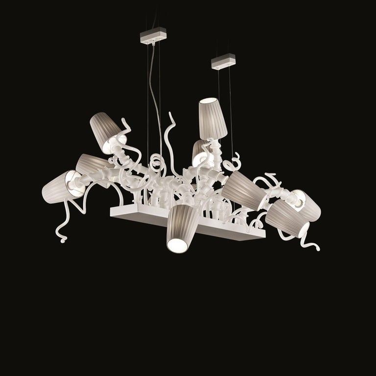 Perugia Chandelier For At 1stdibs Italian Modern Venetian Chandelier Shown In White Murano Glass With Silk Lampshades On Metal