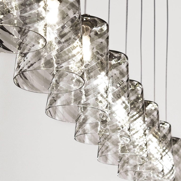 Modena Chandelier For At 1stdibs Italian Modern Murano Chandelier Shown In Handblown Glass With Spiral Pattern Shades Of Gray 9