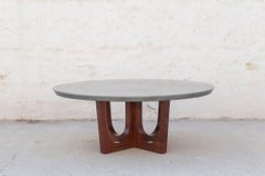 Grand Pedestal Coffee Table, Customizable Metal, Wood and Resin