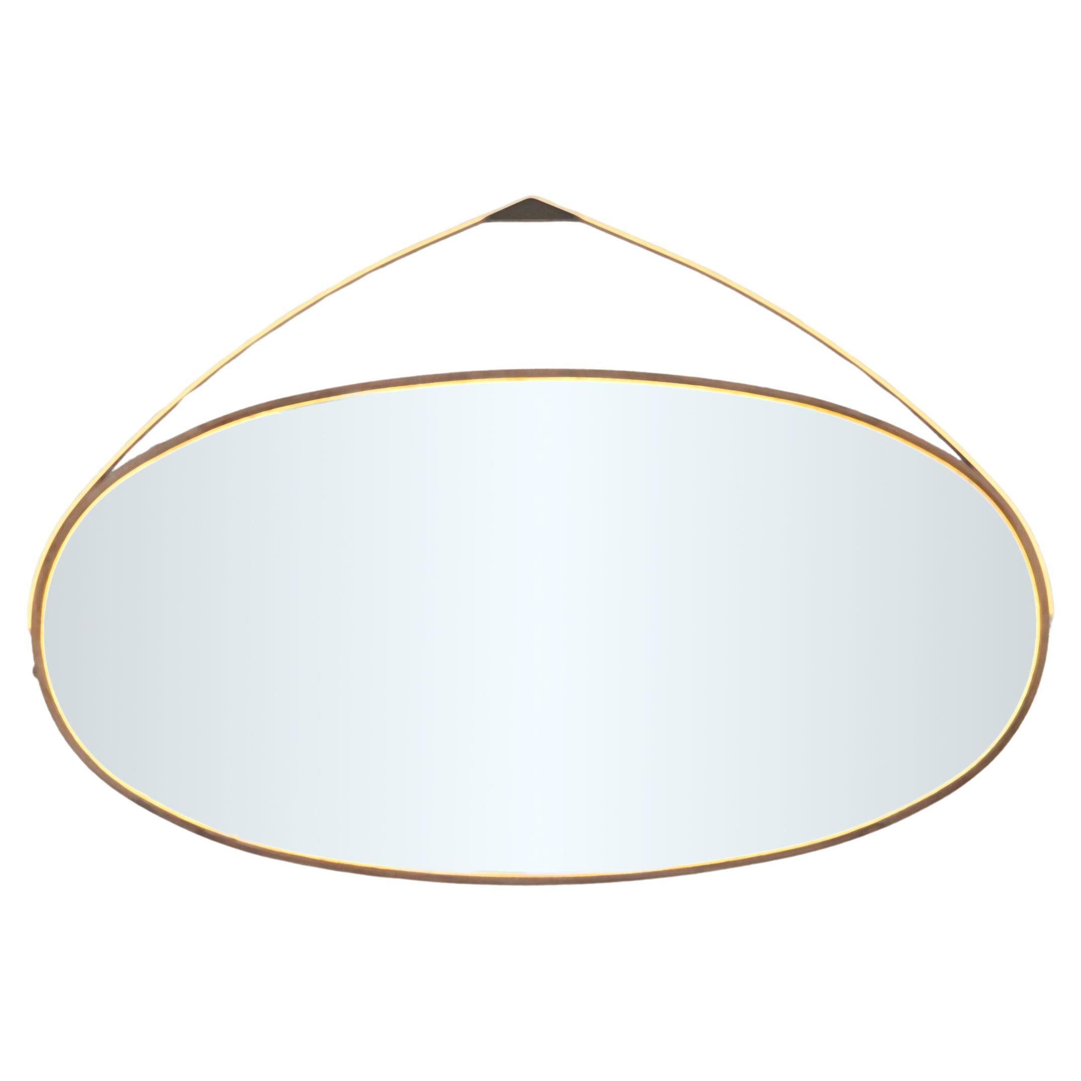 Gotham Oval Mirror Large, Customizable Wood and Metal For Sale