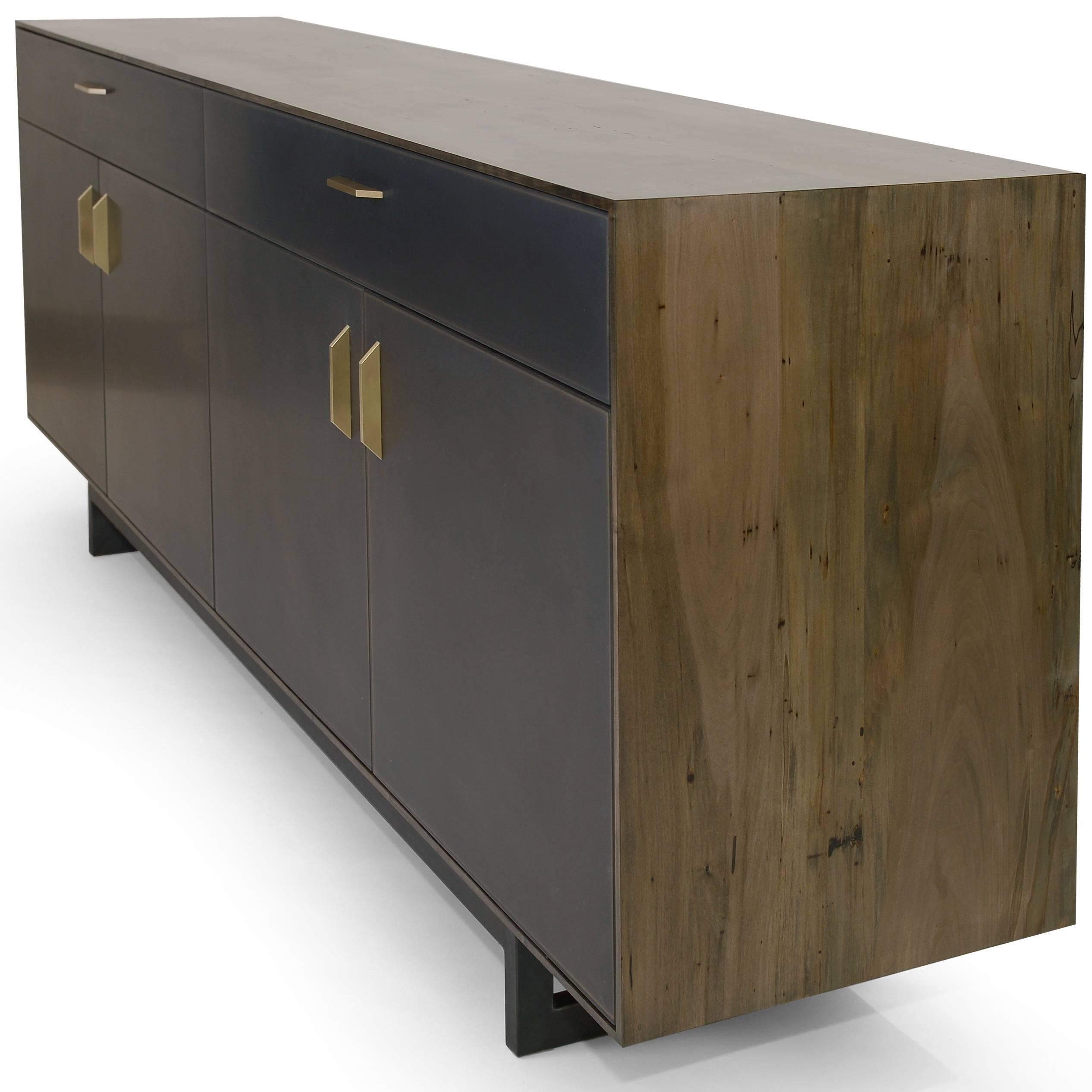 wood and metal credenza