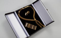 Trifari Vintage Honeycomb Necklace, Bracelet & Earrings, circa 1940s, American