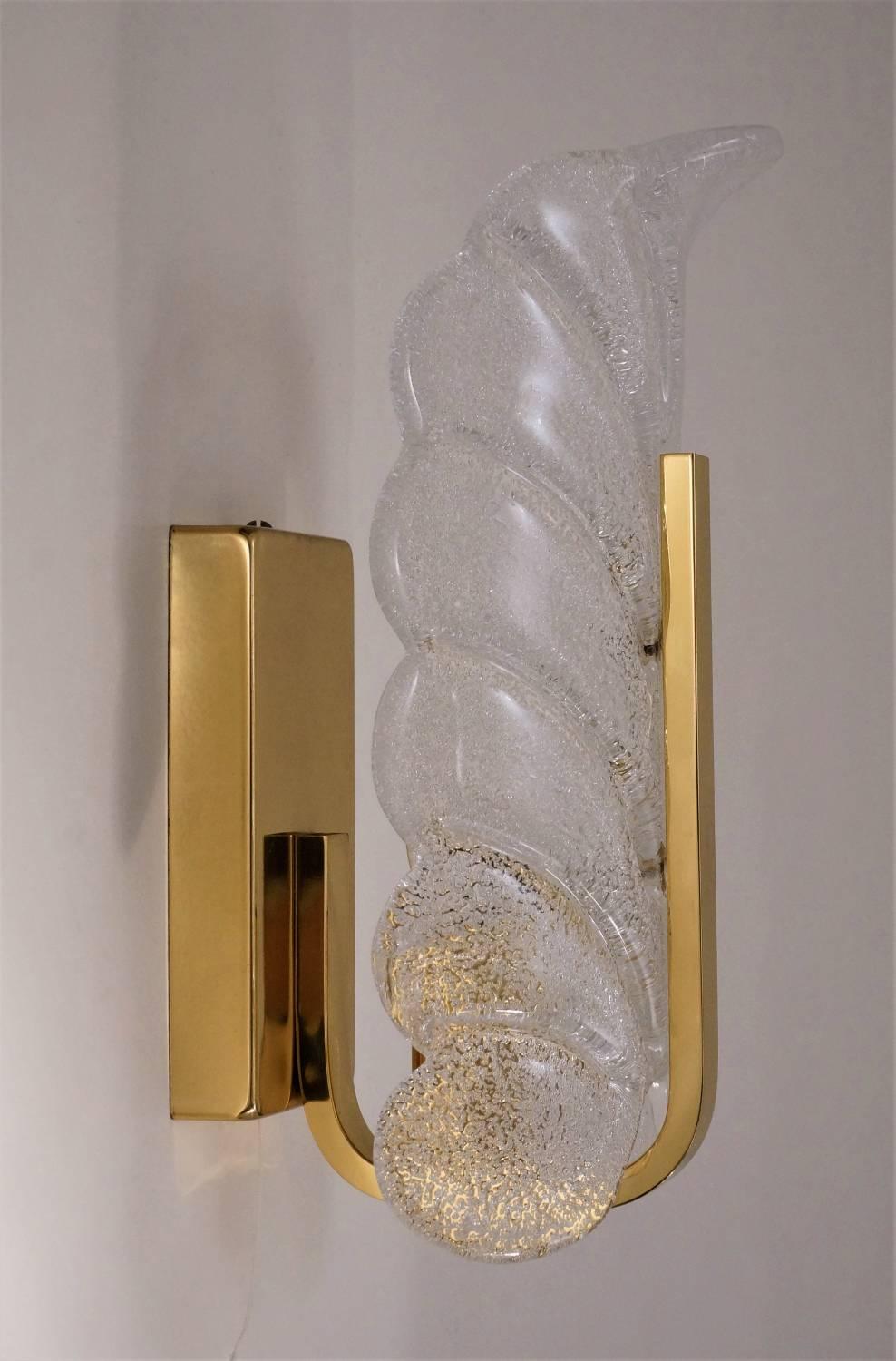 Brass Wall Lights Set of Two Carl Fagerlund Orrefors, 1960s, Swedish In Excellent Condition In London, GB