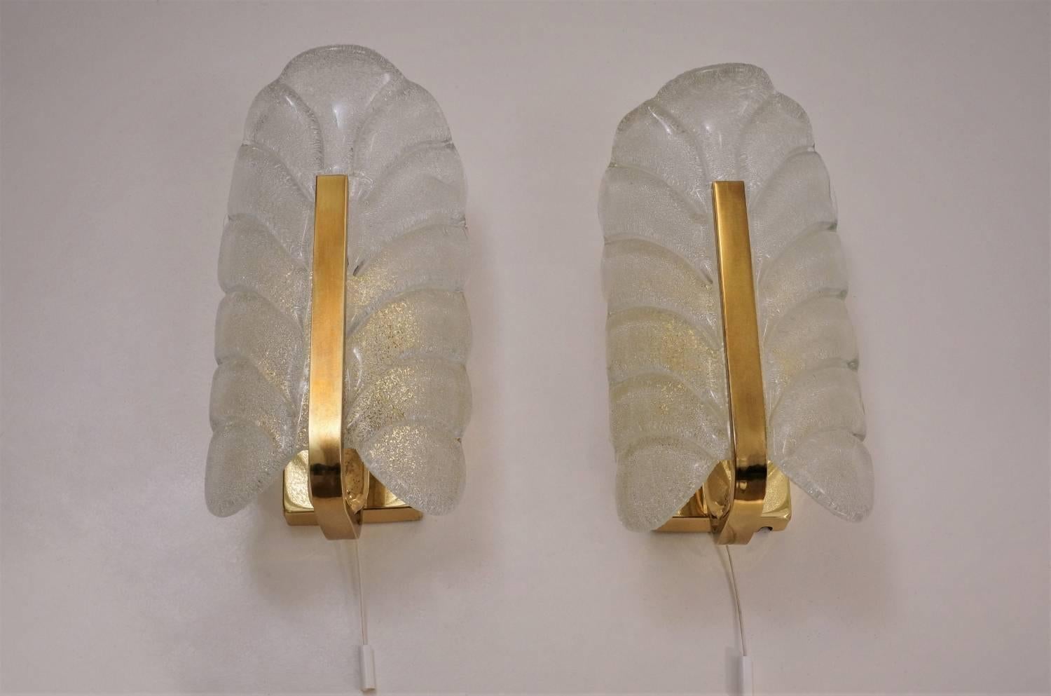 Brass Wall Lights Set of Two Carl Fagerlund Orrefors, 1960s, Swedish 2