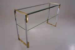 Pierre Cardin Console Table and Mirror, Chrome, Gilt, Lucite, 1970s