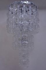 Angelo Mangiarotti Style Chandelier Murano Glass Chain Link, Chrome Frame