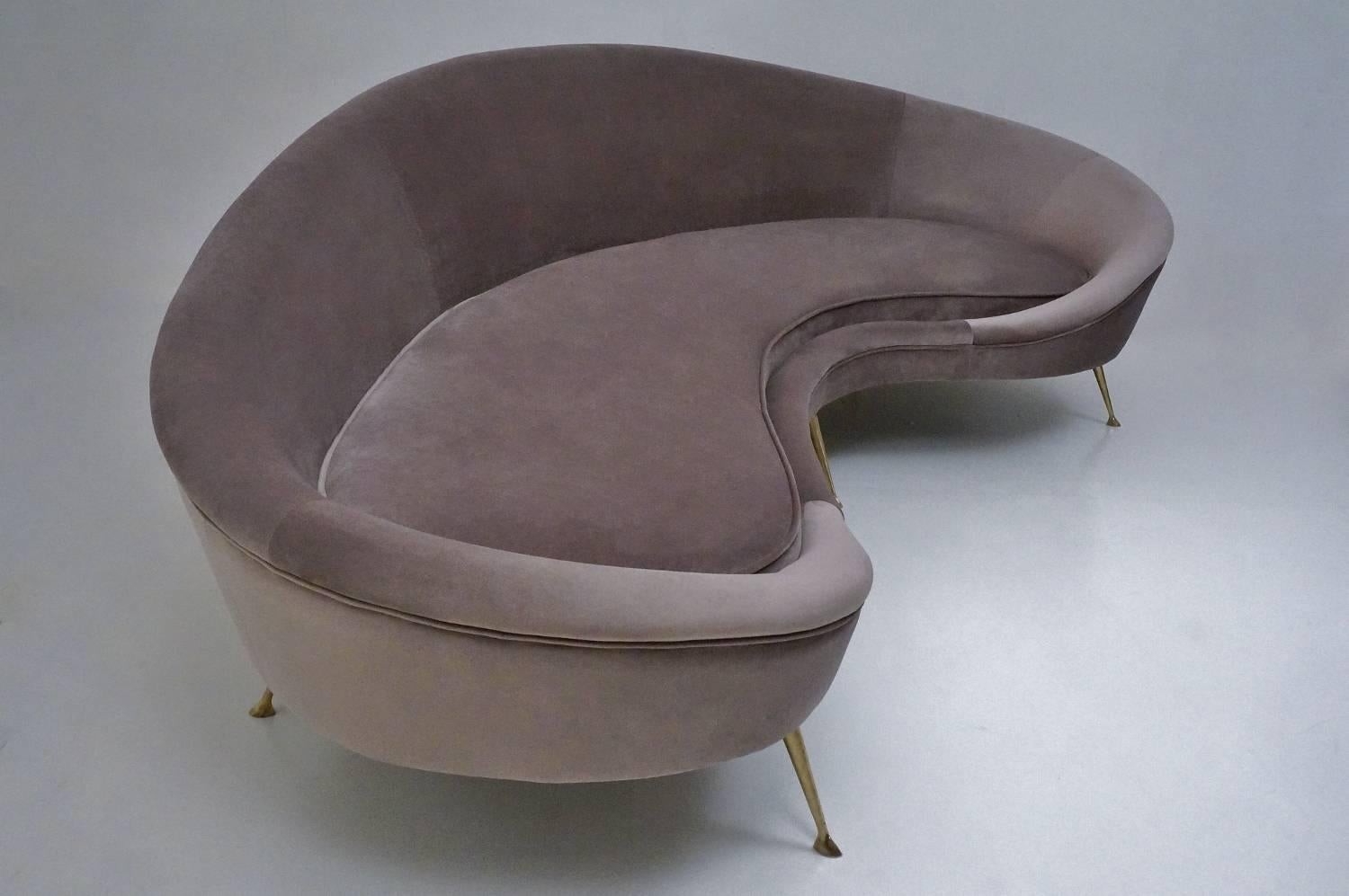 Mid-Century Modern Ico Parisi Sofa 1950s Style in New Velvet Upholstery, Italian