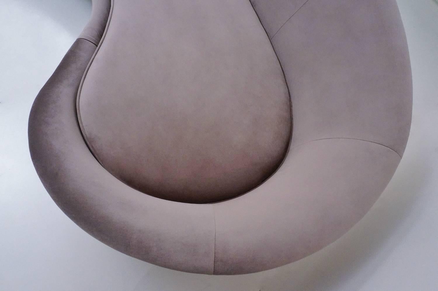 Brass Ico Parisi Sofa 1950s Style in New Velvet Upholstery, Italian