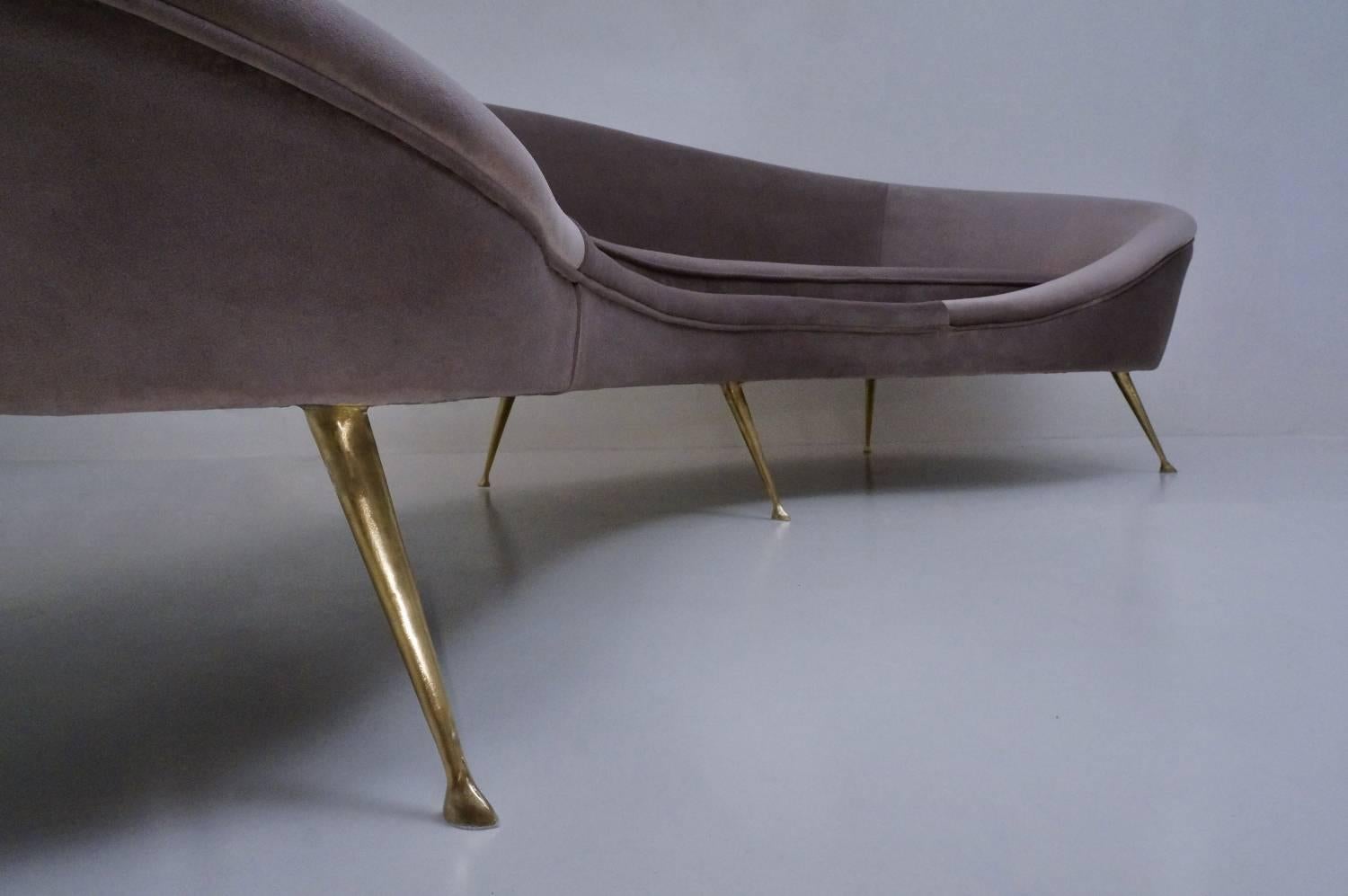 Ico Parisi Sofa 1950s Style in New Velvet Upholstery, Italian 3