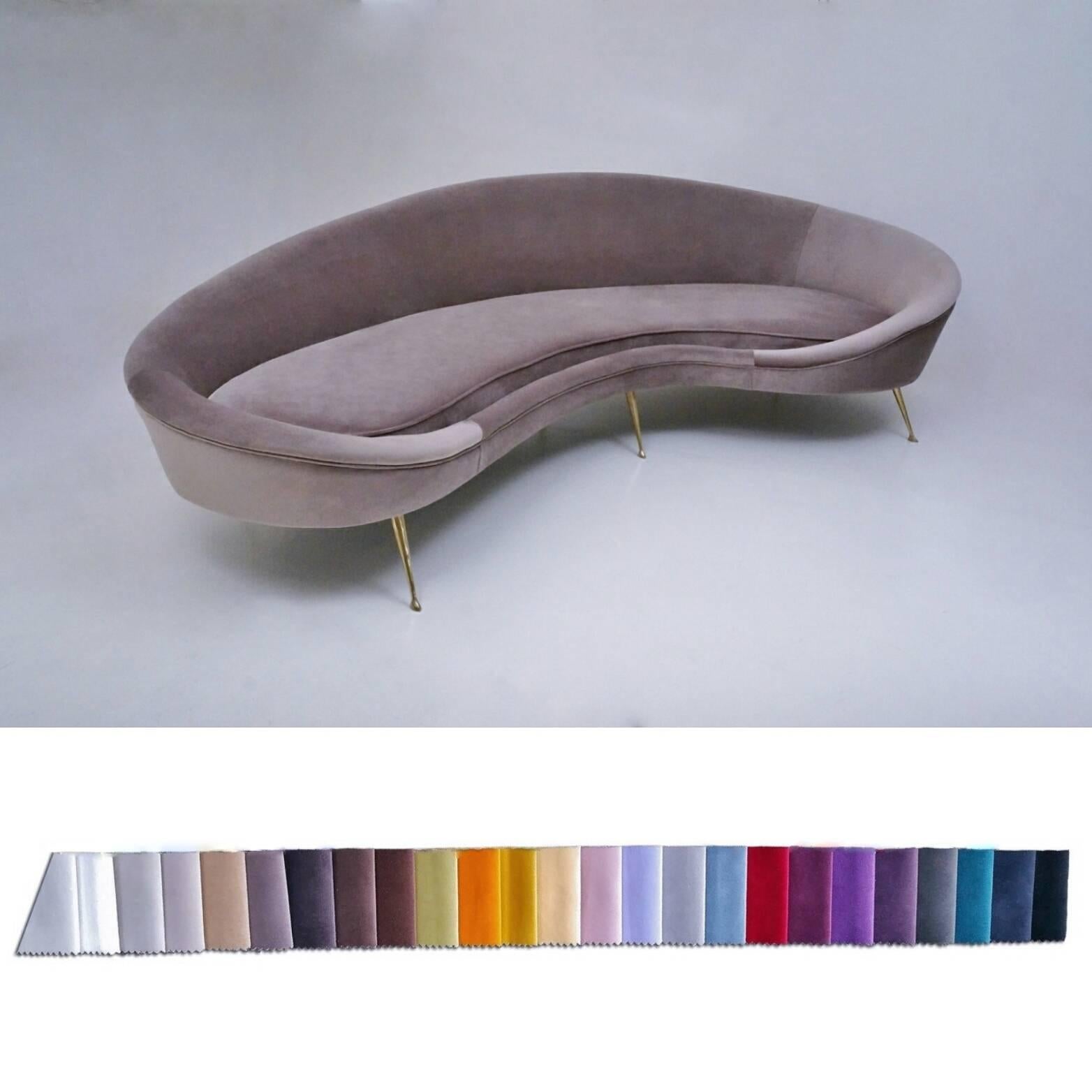 Ico Parisi Sofa 1950s Style in New Velvet Upholstery, Italian 4