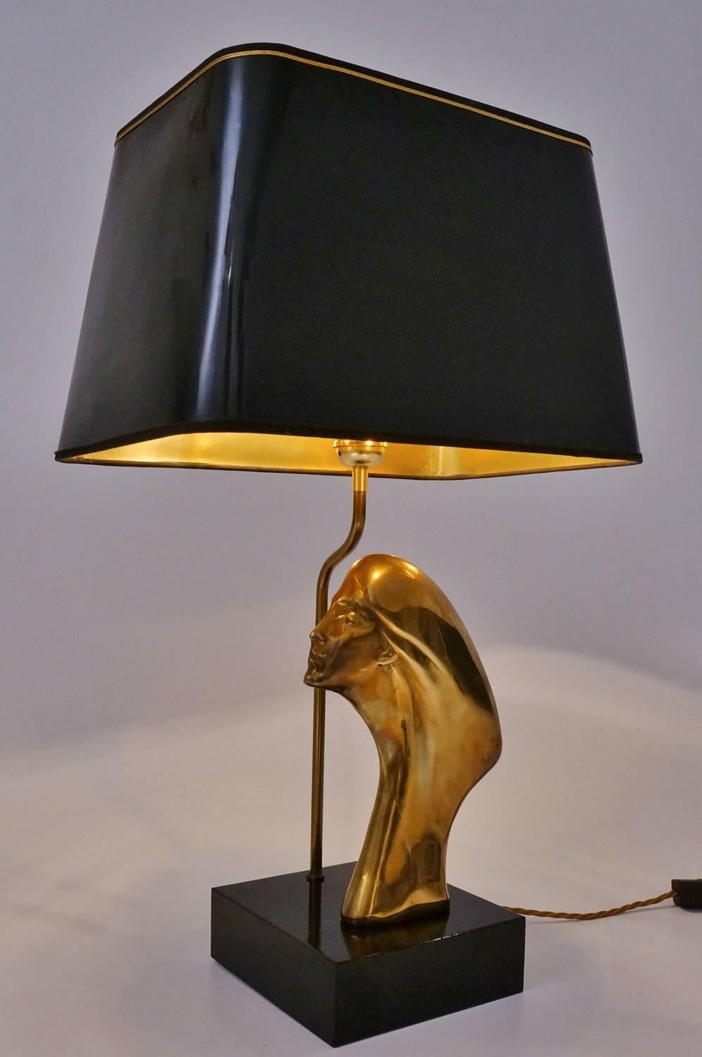 'Spirit of Ecstasy' Sculptural Brass Lamp, French, circa 1970s In Good Condition In London, GB