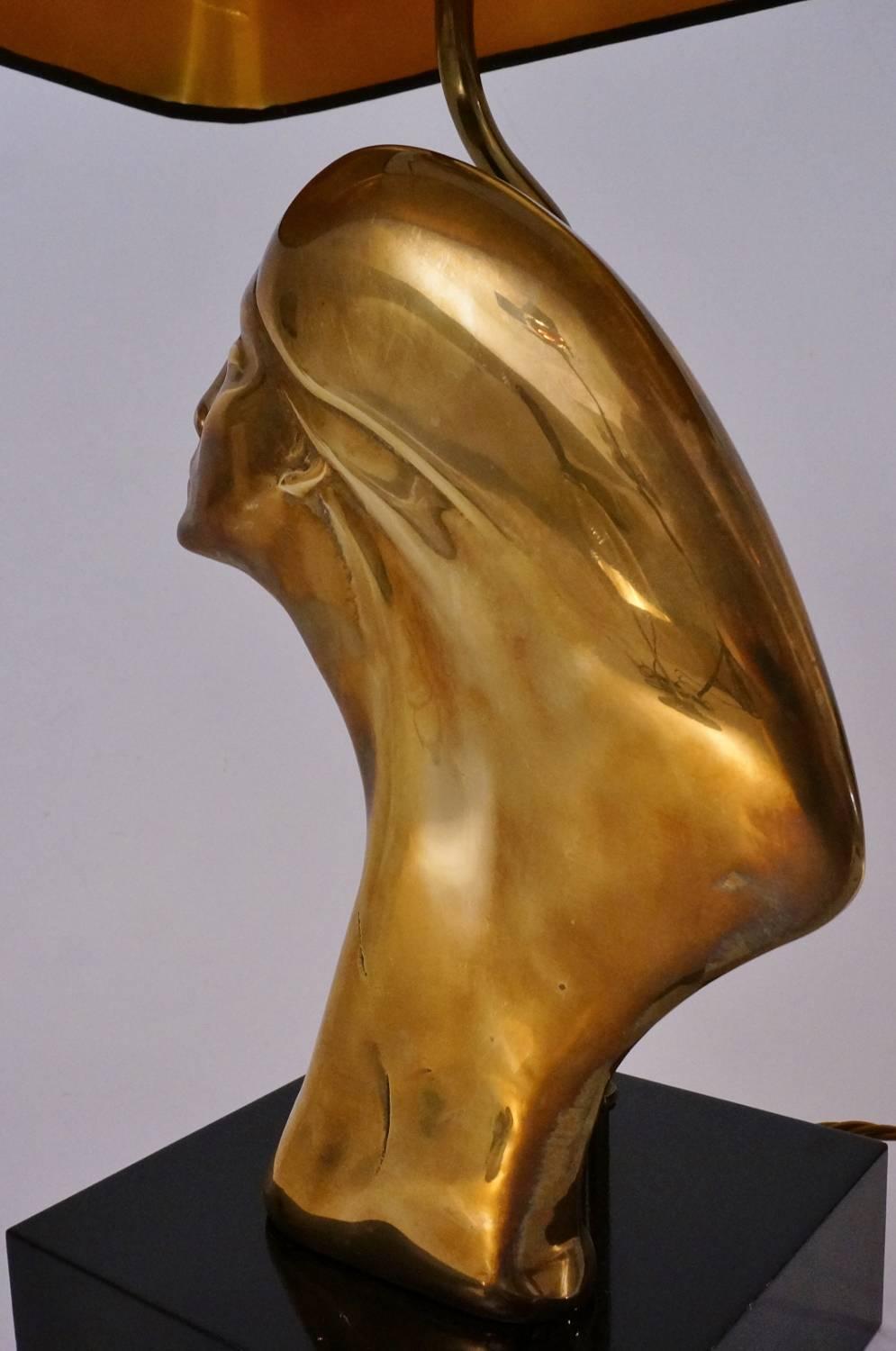 'Spirit of Ecstasy' Sculptural Brass Lamp, French, circa 1970s 1