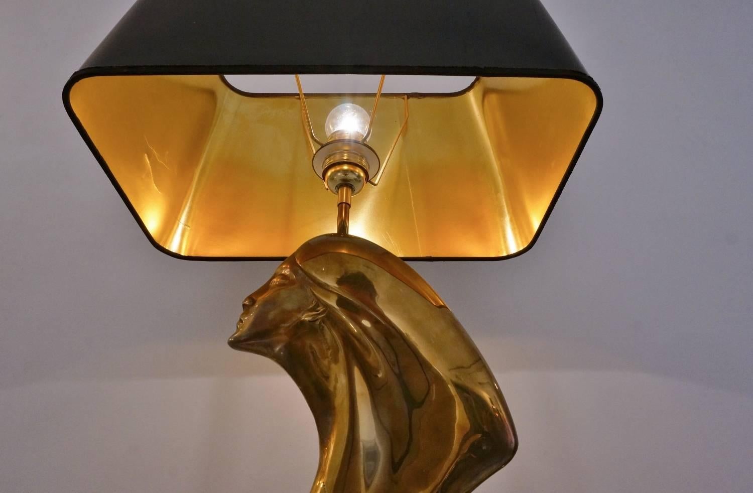 'Spirit of Ecstasy' Sculptural Brass Lamp, French, circa 1970s 3