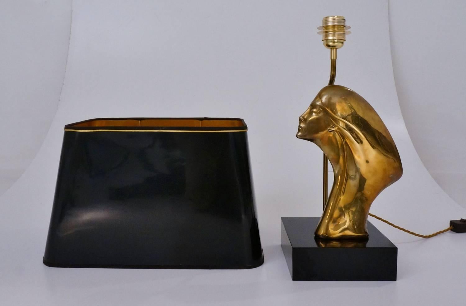 'Spirit of Ecstasy' Sculptural Brass Lamp, French, circa 1970s 4
