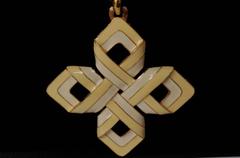 D'Orlan Gold Necklace and Pendant, Enamel Coiled Gilt Chain, 1980s, Canadian