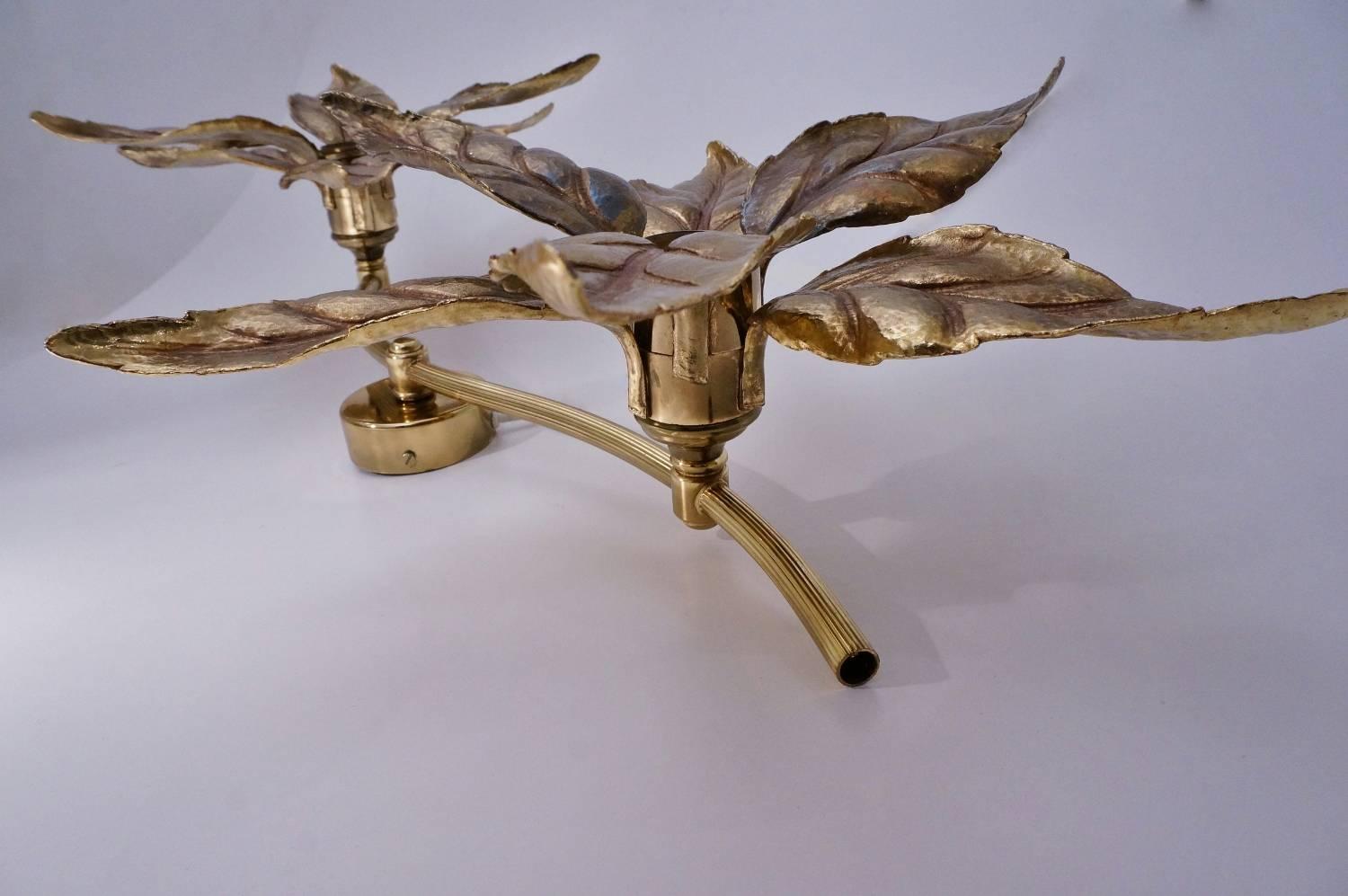 Late 20th Century Willy Daro Style Brass Flowers Ceiling or Wall Light by Massive Lighting