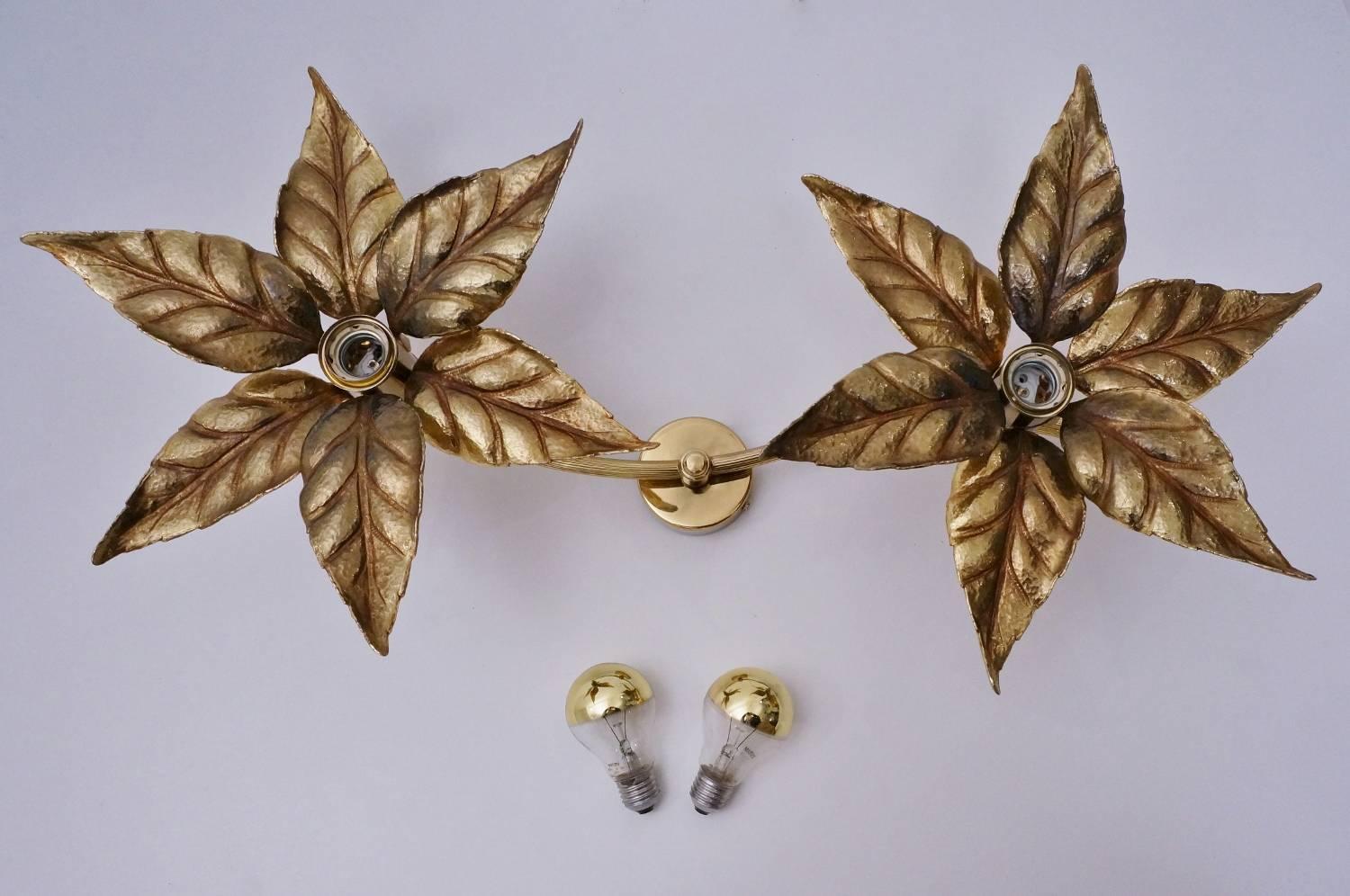 Willy Daro Style Brass Flowers Ceiling or Wall Light by Massive Lighting 3