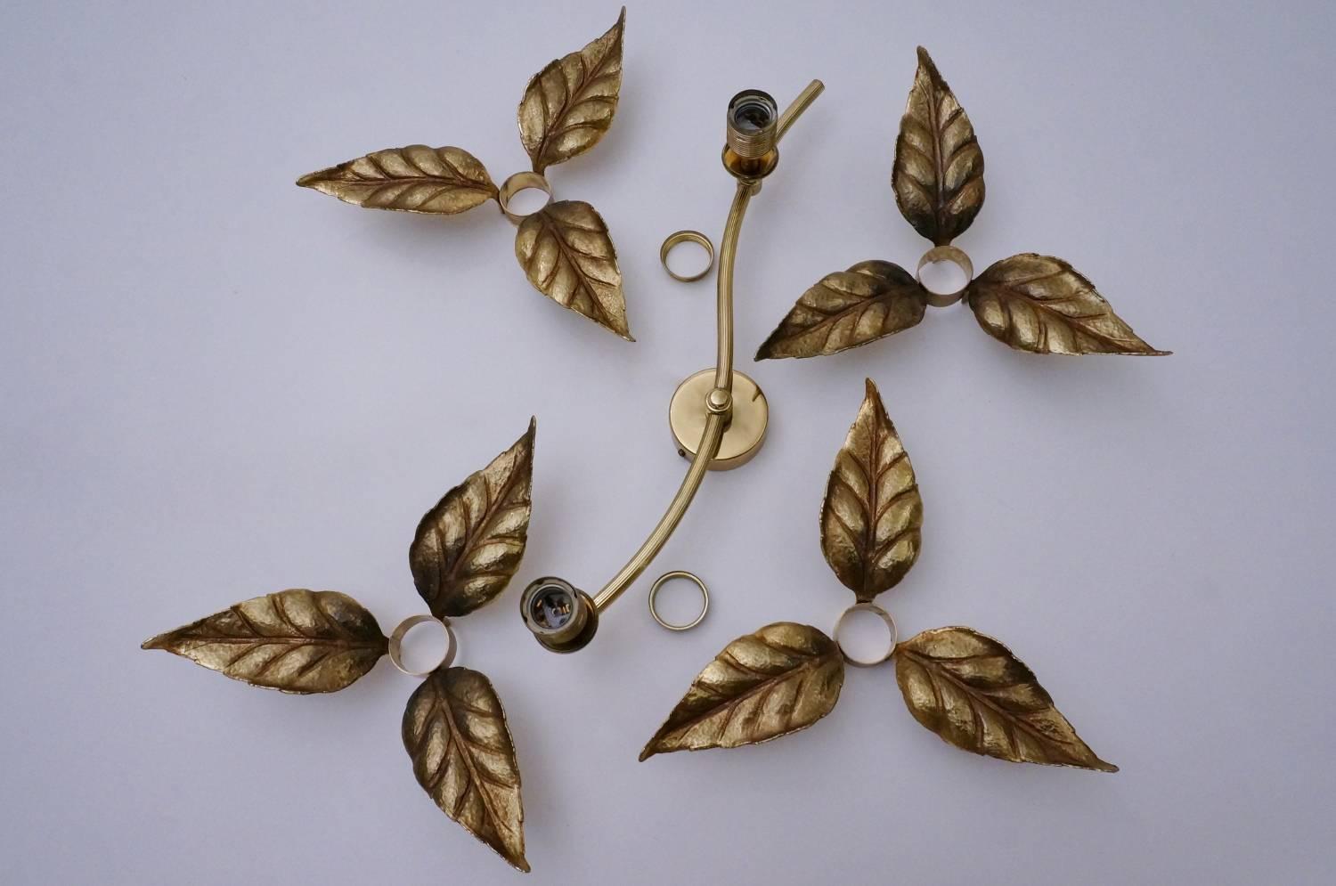 Willy Daro Style Brass Flowers Ceiling or Wall Light by Massive Lighting 4