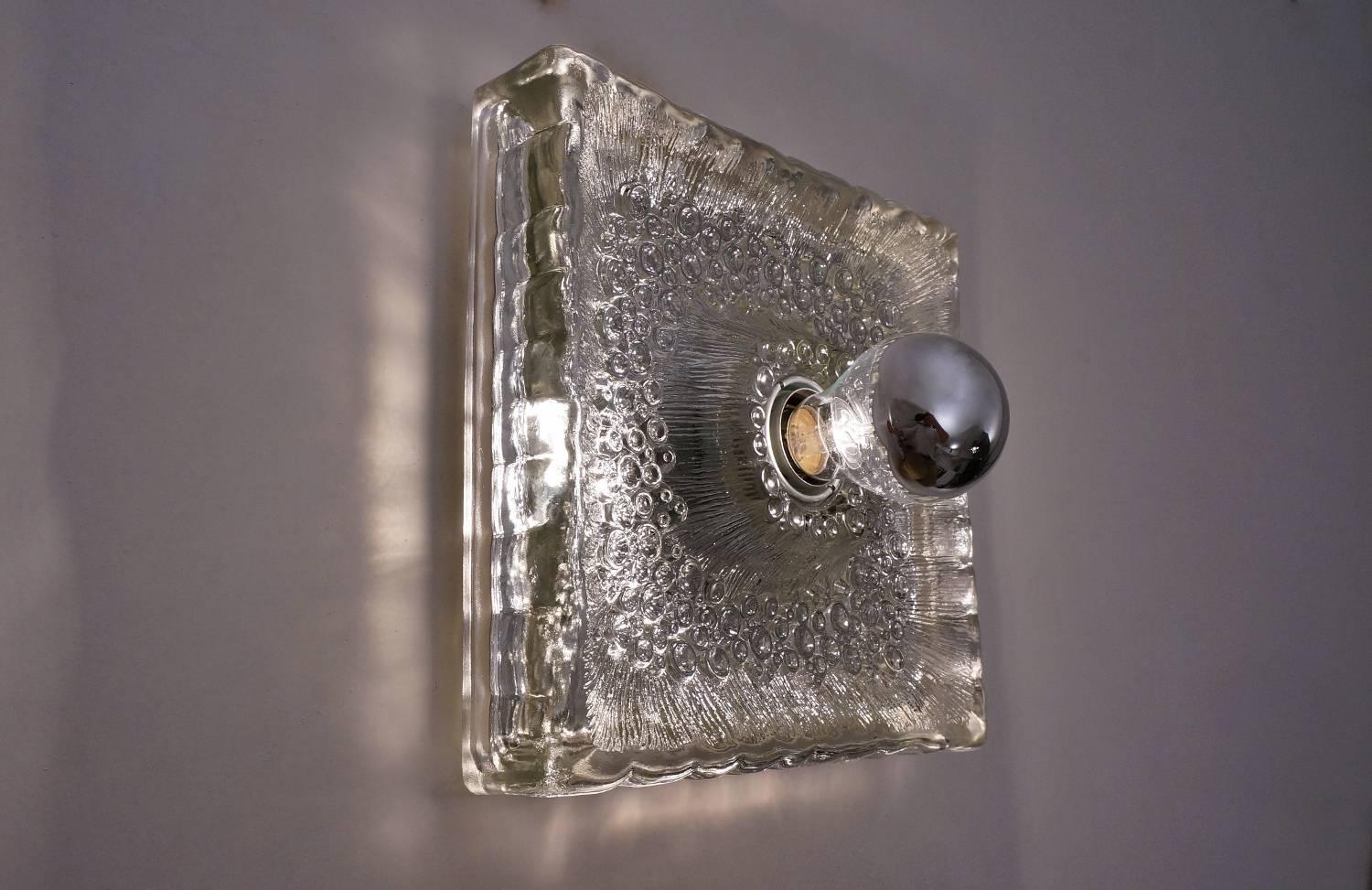 Late 20th Century Putzler Wall Lights Sculptural Glass and Chrome, 1970s, German