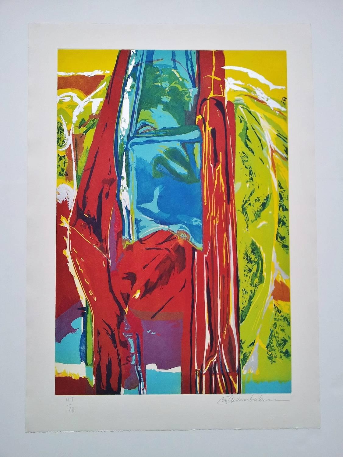 John chamberlain print 'Three Daughters, More Rain' original unframed print from the 'Natural Landscape' series, 1987, USA, number 47/48.

'Natural Landscape' is a series of four John Chamberlain contemporary prints with impressions from