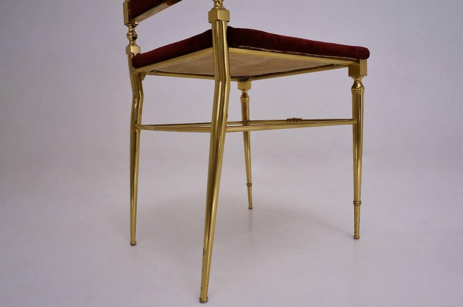 Neoclassical Brass Chair, French, circa 1950s 5