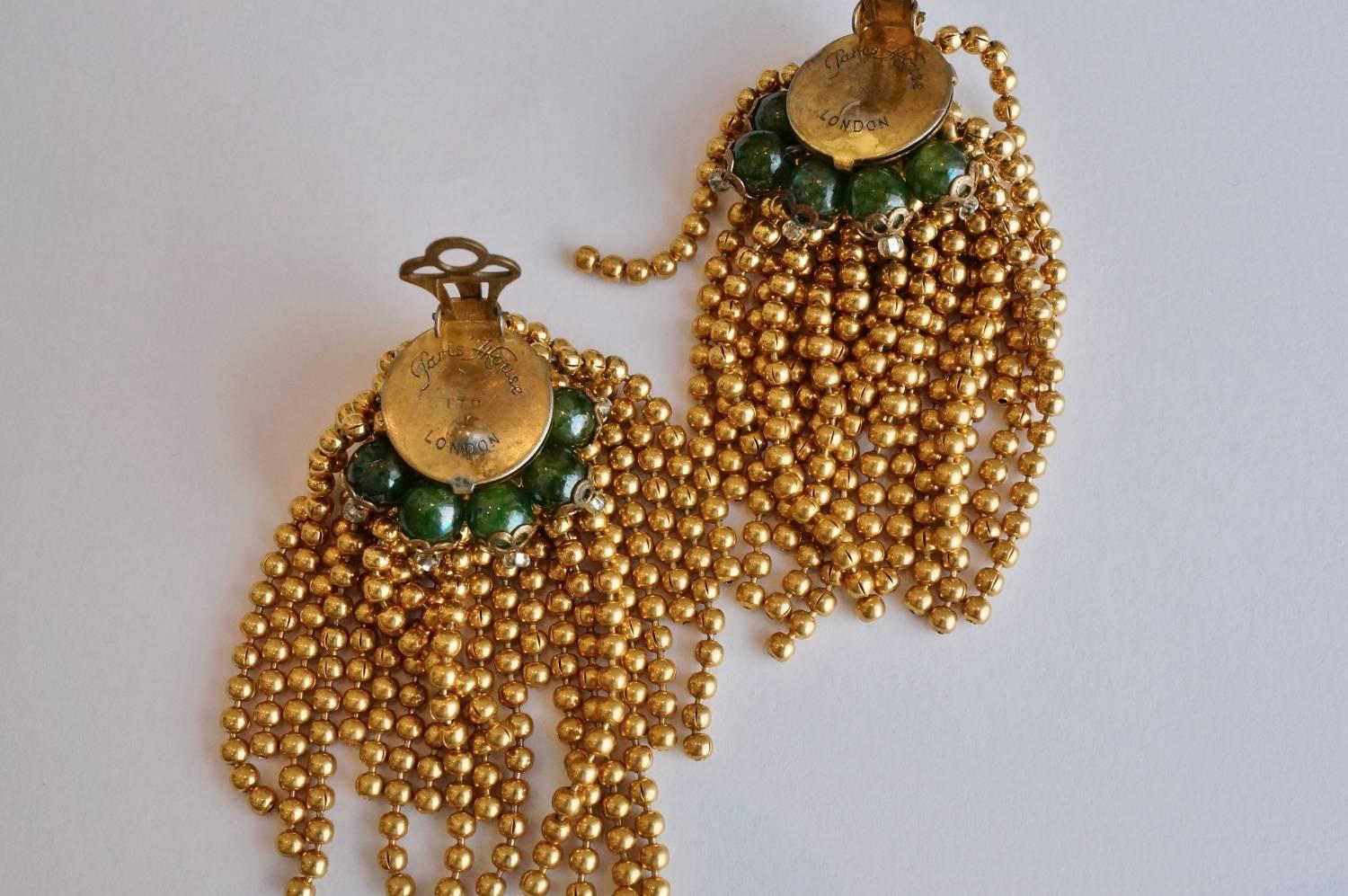 Gold Plate Paris House London Jewellery, Pair of Earrings, 1950s, English For Sale