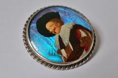 Laughing Cavalier Butterfly Wing Silver Brooch, TL. Mott, circa 1920s, English