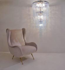 Mazzega Carlo Nason style chandelier Murano vaseline glass gilt frame