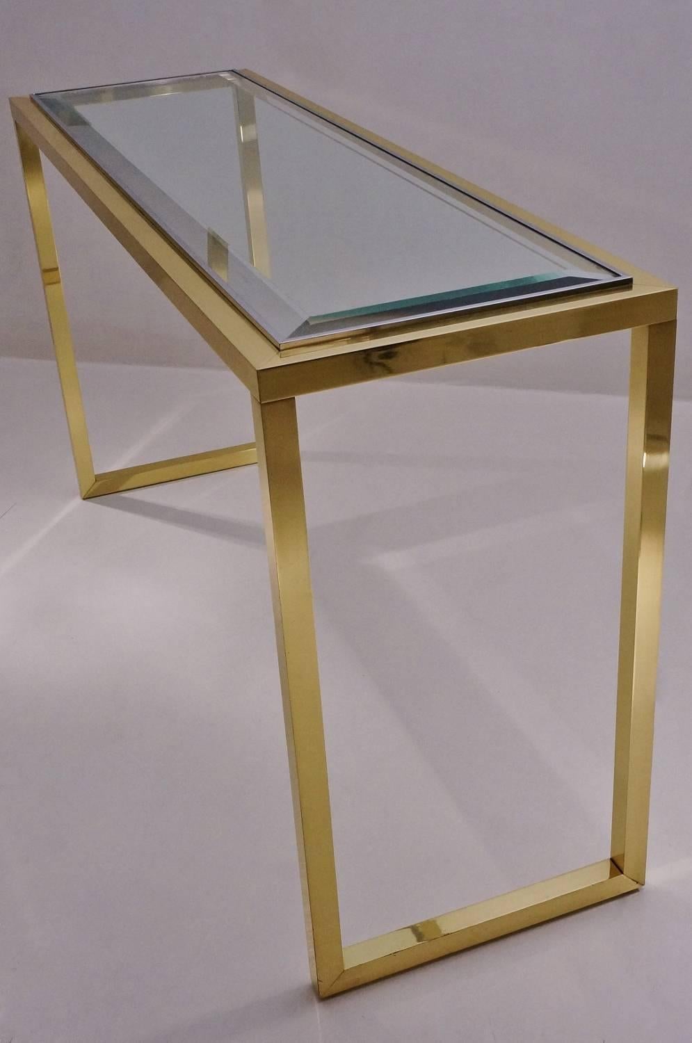 Willy Rizzo Console Table, Brass and Chrome, 1970s, Italian In Good Condition In London, GB