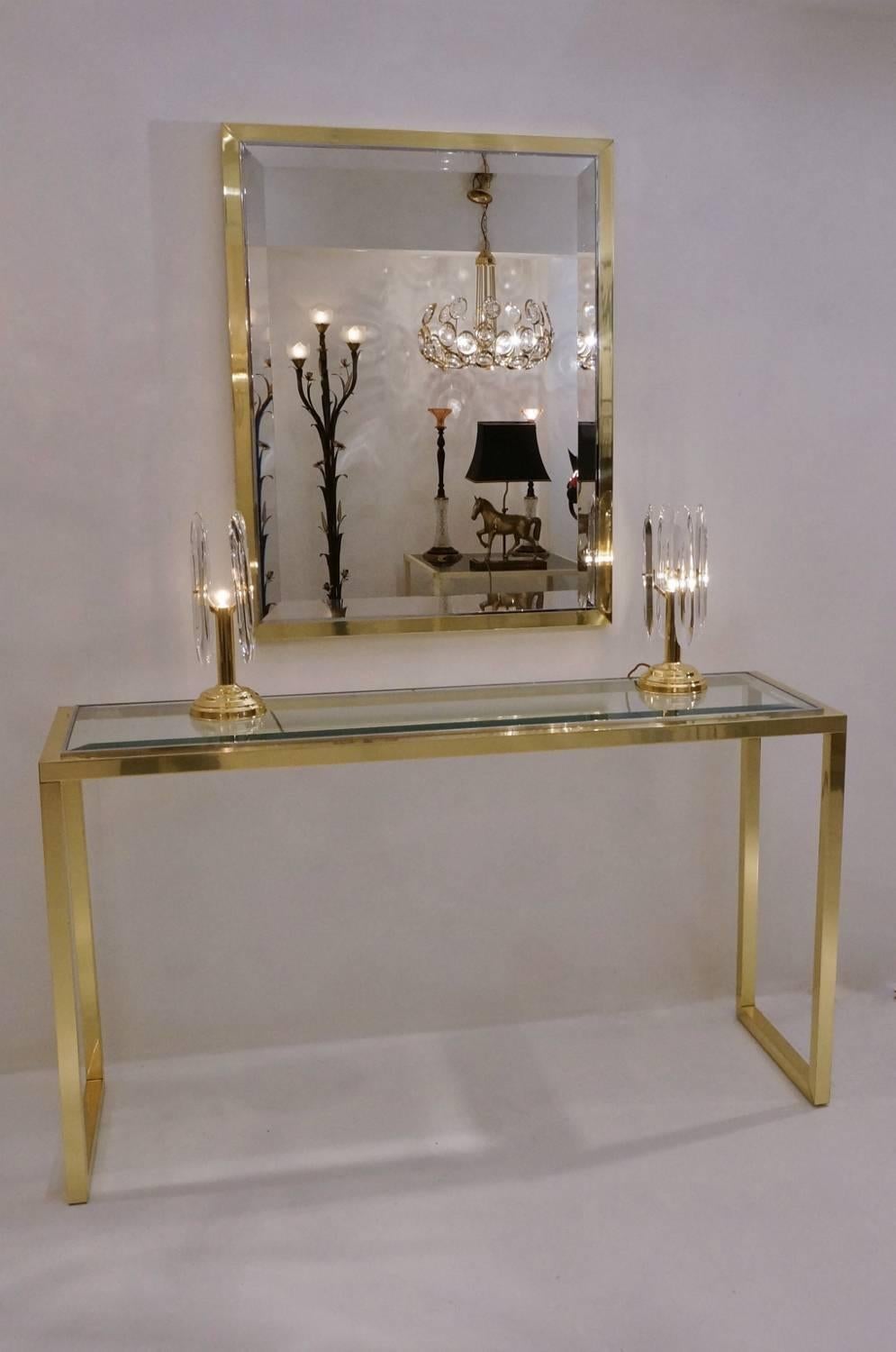 Willy Rizzo Wall Mirror, Brass and Chrome, circa 1970s, Italian 5