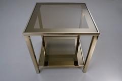 Gold-Plated Side Table with Shelf, 23-Karat by Belgo Chrome, 1980s, Belgian