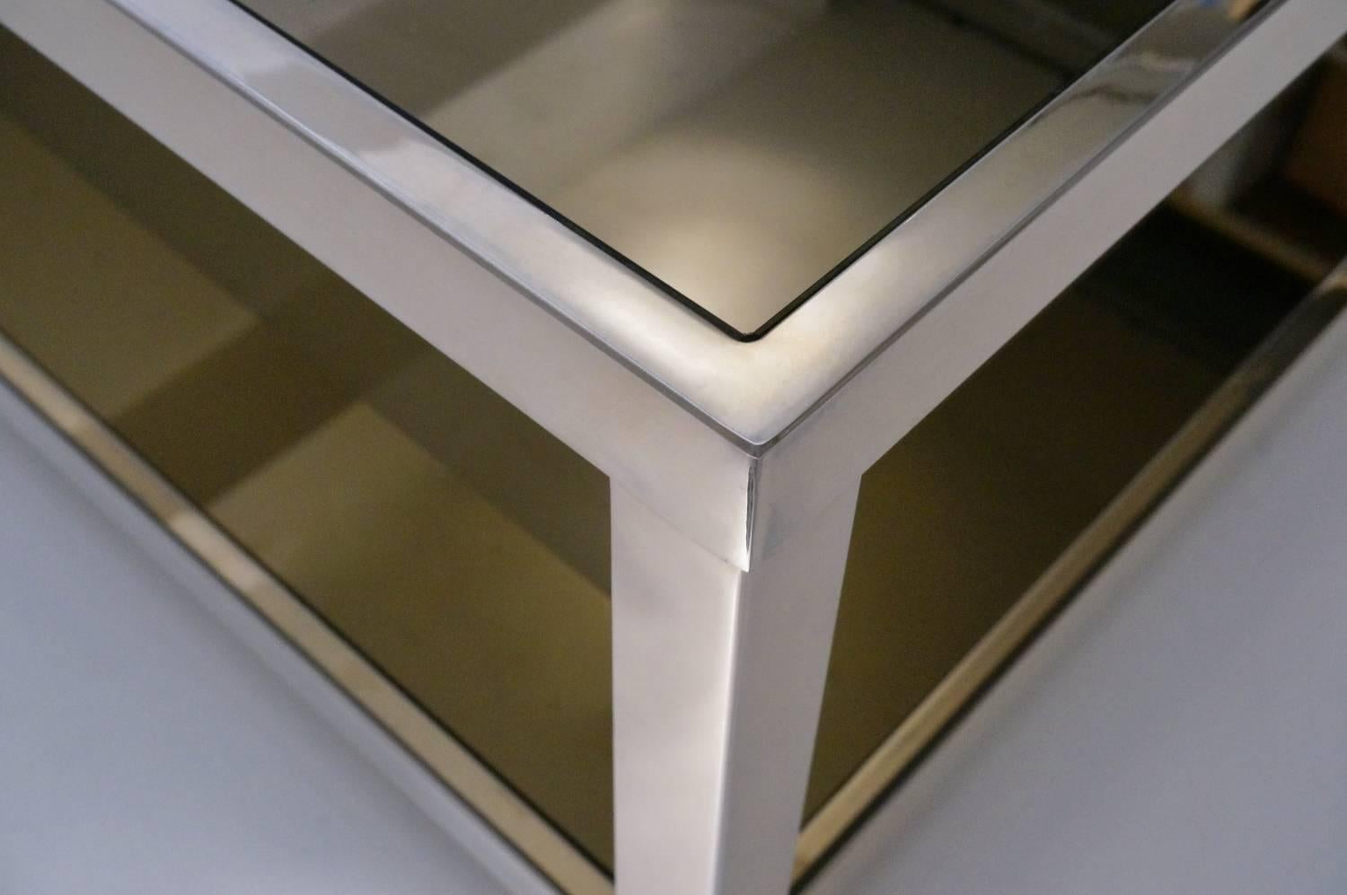 Gold-Plated Coffee Table with Shelf, 23-Karat Belgo Chrome, circa 1980s, Belgian 3