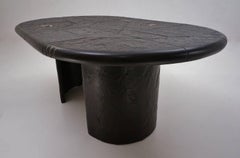 Paul Kingma Coffee Table, Signed, Slate with Brass Inlay, circa 1980s, Dutch