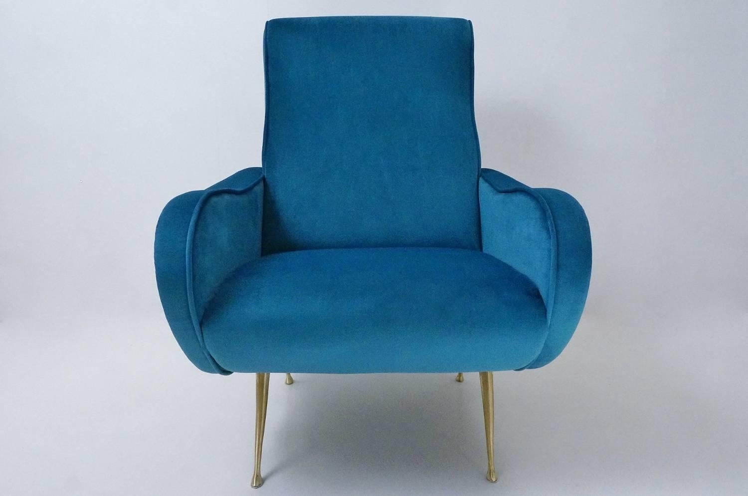 Contemporary 1950s Style Armchair Newly Made to Order in 25 Colors,  Italian For Sale
