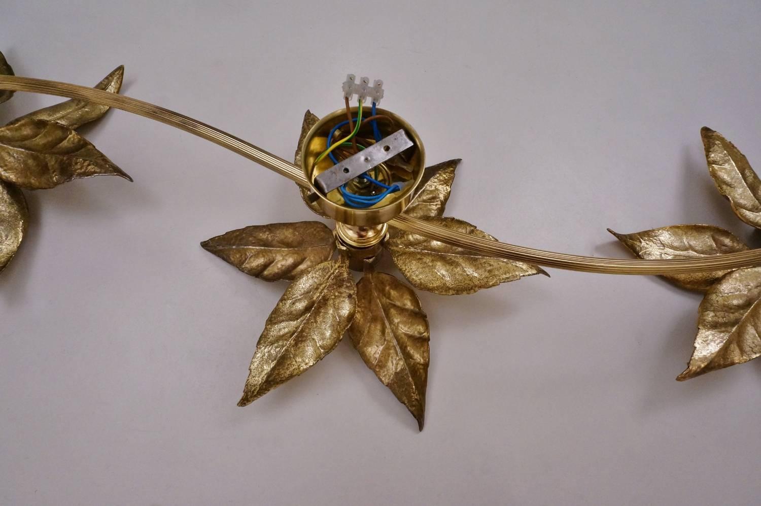 Brass Flowers Ceiling or Wall Light by Massive Lighting, circa 1970s, Belgian 4