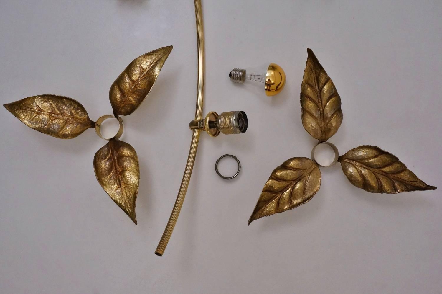 Brass Flowers Ceiling or Wall Light by Massive Lighting, circa 1970s, Belgian 5